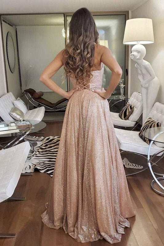 Sweetheart Sequin Long Prom Dress, Sparkly Evening Gown GP212