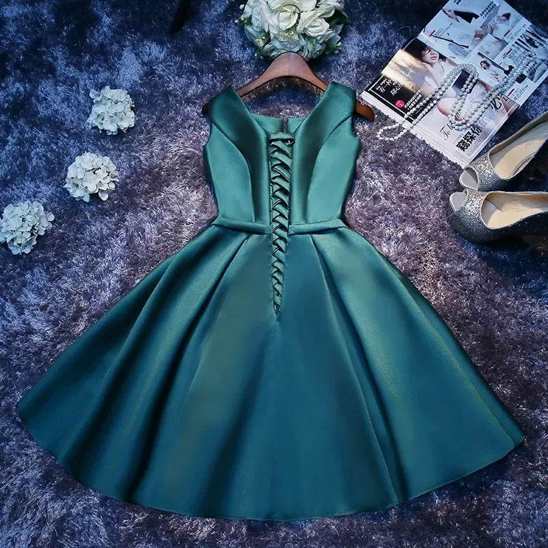 Simple Satin Hoco Dress Short Homecoming Dresses SH139