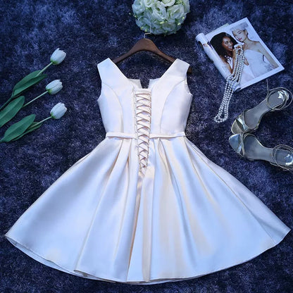 Simple Satin Hoco Dress Short Homecoming Dresses SH142