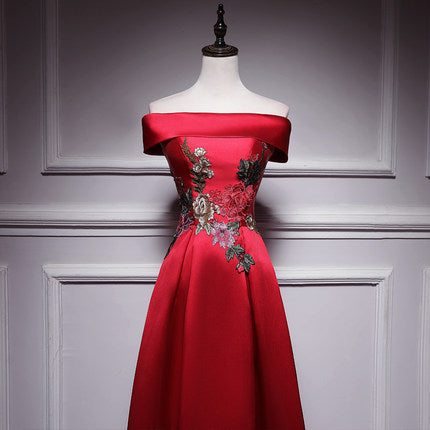 A line Red Long Prom Dresses SH191