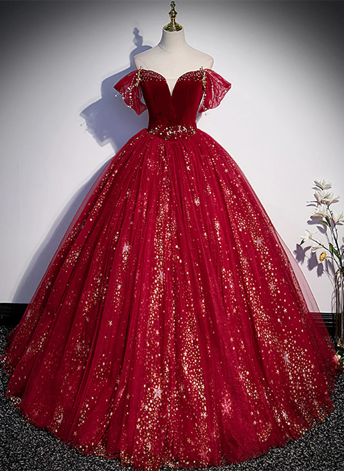Vestido de fiesta de tul color vino tinto con escote corazón, vestido de fiesta de tul color vino tinto para dulces 16 TP1115