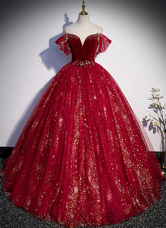 Vestido de fiesta de tul color vino tinto con escote corazón, vestido de fiesta de tul color vino tinto para dulces 16 TP1115
