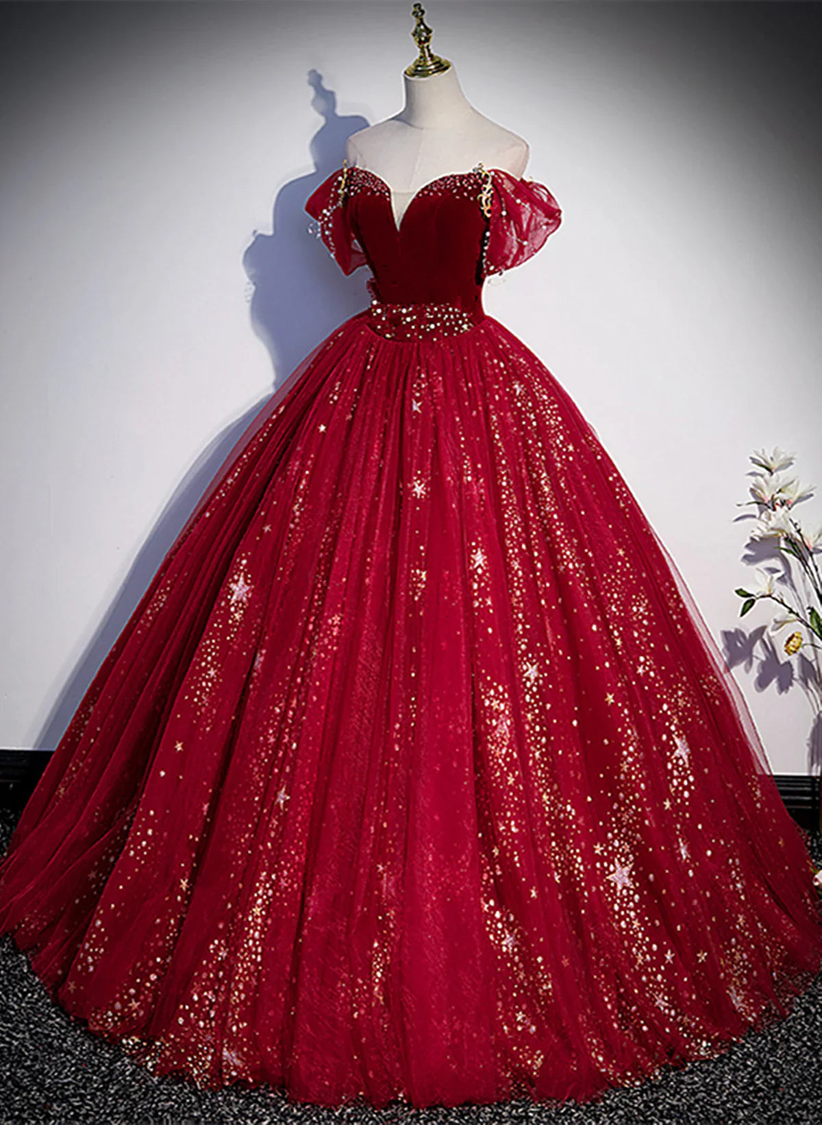 Vestido de fiesta de tul color vino tinto con escote corazón, vestido de fiesta de tul color vino tinto para dulces 16 TP1115