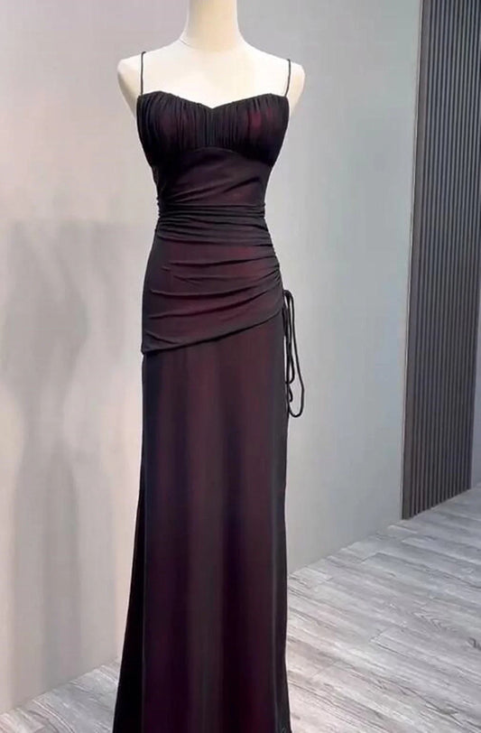 Black and Red Straps Long Evening Dreess, Black and Red Formal Dress Prom Dress TP1129