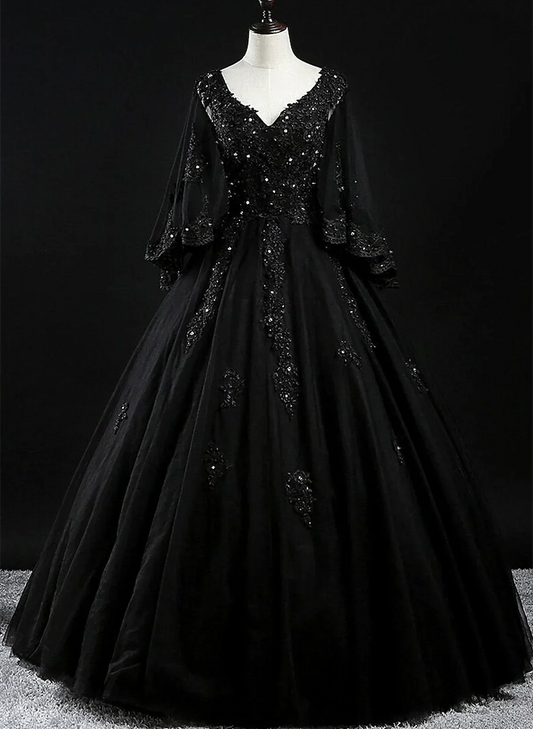 Vestido de fiesta glamuroso de tul con apliques de encaje para quinceañeras, vestido de noche con cuentas TP1139
