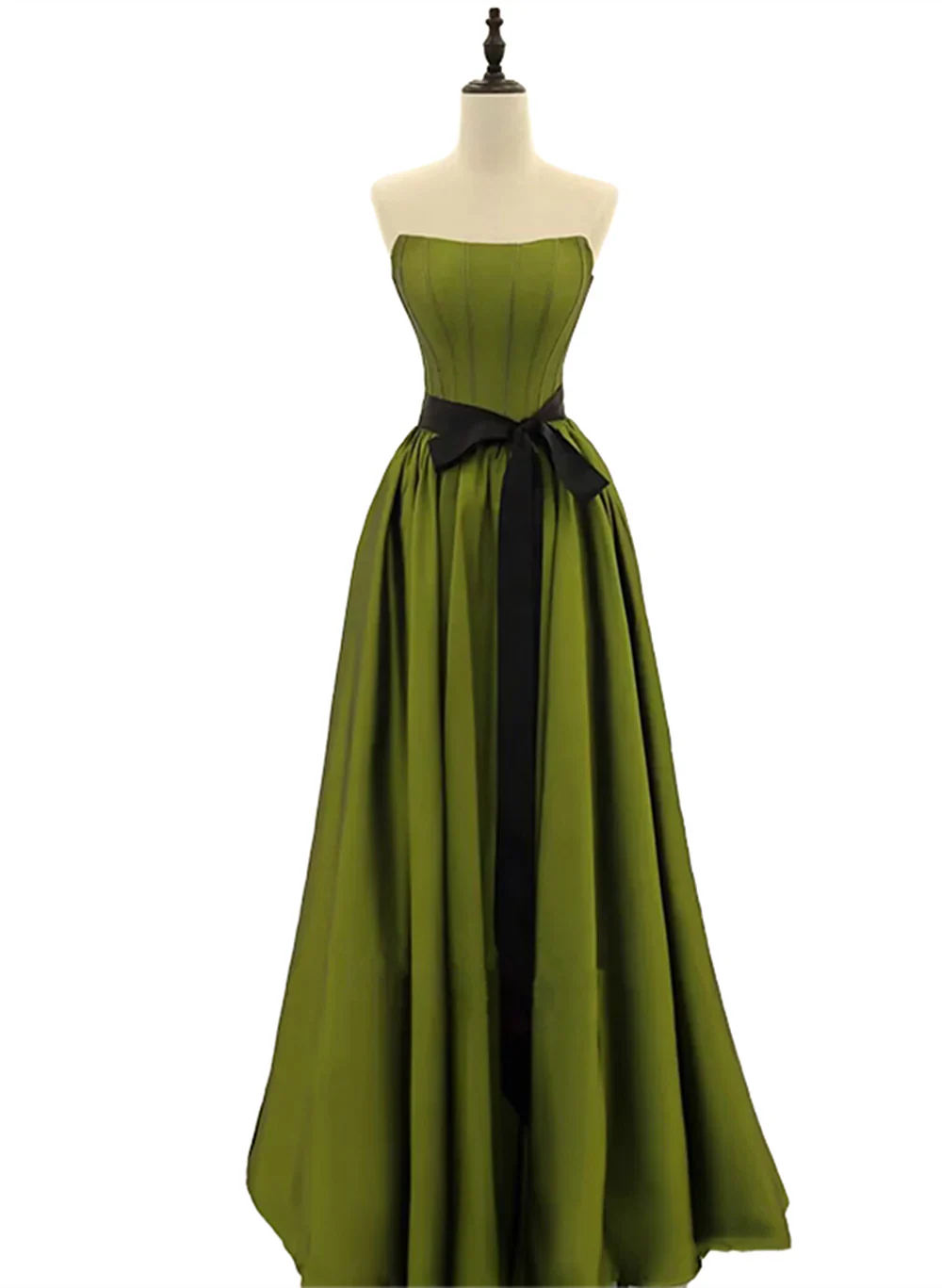 Green Satin Simple Long Formal Dress, A-line Green Long Evening Dress Prom Dress TP1235