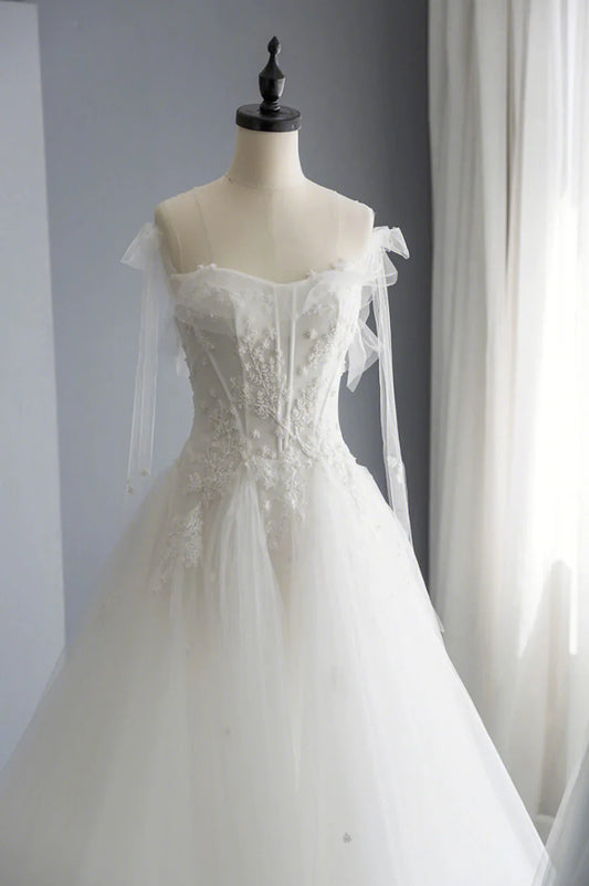 A-Line Tulle Lace Long Prom Dresses, Evening Party Dresses TP1359