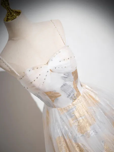 Hermoso vestido de fiesta con tirantes finos, largo hasta el suelo, corte A, estampado floral, TP149