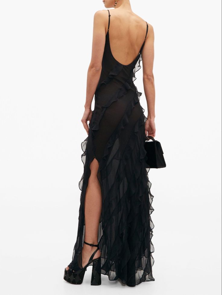 Sexy Black V-Neck Spaghetti Strap Open Back Mermaid Long Ball Gown TP1822