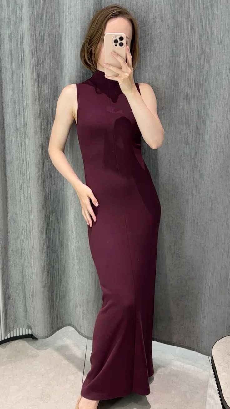 Elegant Burgundy Mermaid Off Shoulder High Neck Sleeveless Formal Prom Dress Evening Gown TP1879