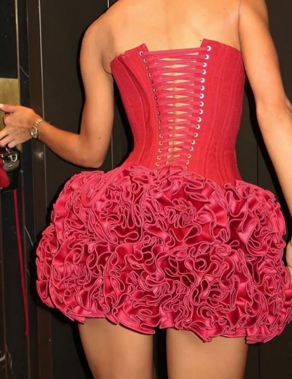 Sexy Burgundy Sweetheart Neck Off-the-shoulder Sleeveless Short Homecoming Dress TP2062