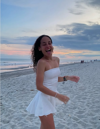 Simple White A-line Off-the-shoulder Sleeveless Strapless Short Homecoming Dress TP2063