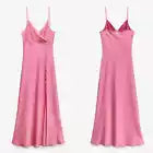 Vestido rosa con tirantes finos y abertura para fiesta de cumpleaños, graduación, TP2072