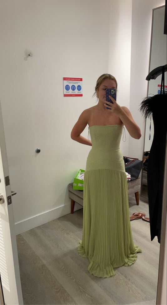 Vestido de noche formal de sirena, sencillo, verde, con hombros descubiertos y sin mangas, TP2112
