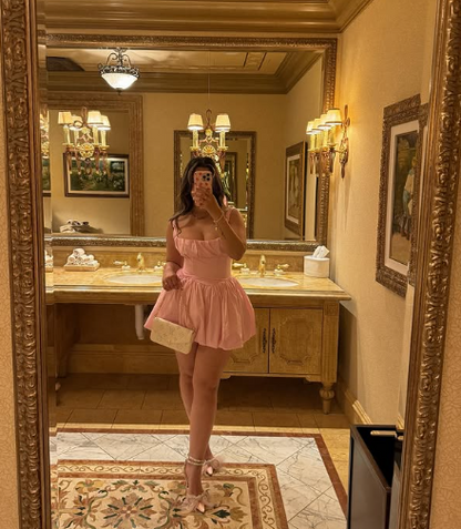 Pretty Pink A-line Strap Mini Party Dress Homecoming Dress TP2116
