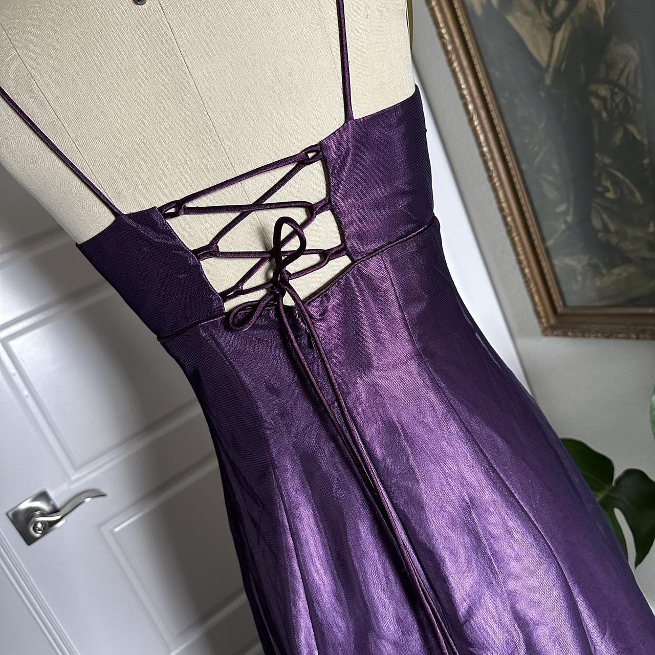 Vestido de fiesta largo de satén y tul morado, corte A, largo hasta el suelo, TP2120