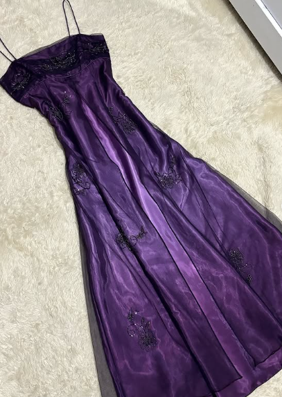 Vestido de fiesta largo de satén y tul morado, corte A, largo hasta el suelo, TP2120