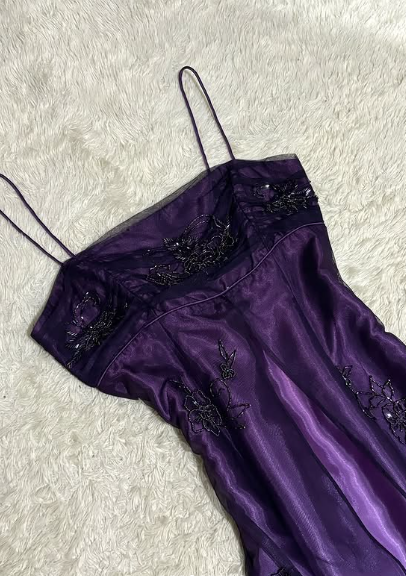 Vestido de fiesta largo de satén y tul morado, corte A, largo hasta el suelo, TP2120