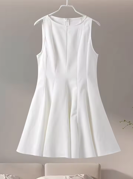 Chic White A-Line Round Neck Mini Dress Homecoming Dress TP2133
