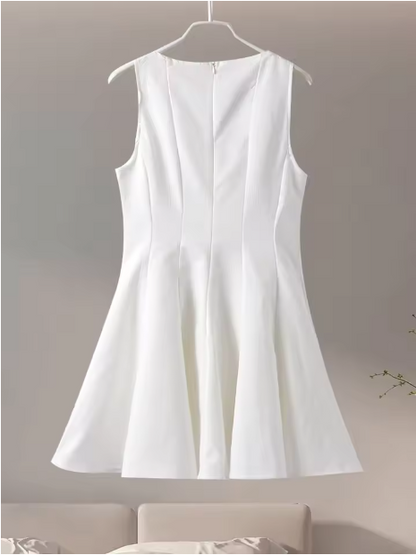 Chic White A-Line Round Neck Mini Dress Homecoming Dress TP2133