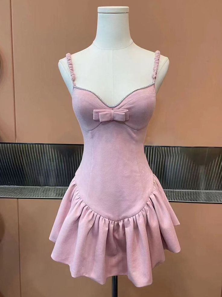 Sweet Pink Strapless Bow Mini Party Dress Homecoming Dress TP2162