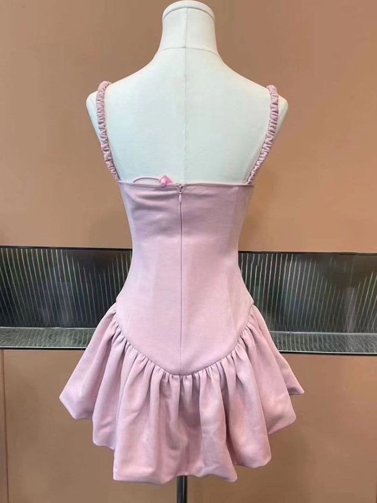 Sweet Pink Strapless Bow Mini Party Dress Homecoming Dress TP2162