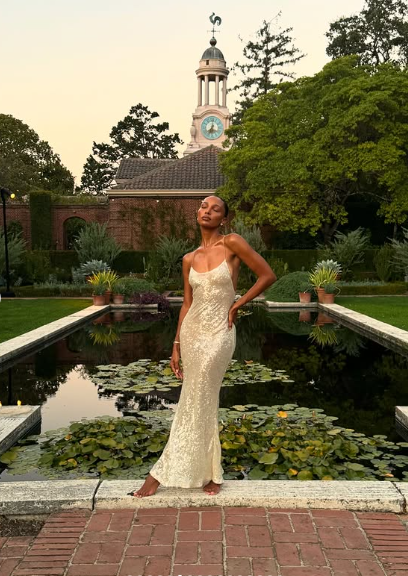 Vestido de noche sencillo con tirantes color champán, lentejuelas, corte sirena, espalda descubierta, TP2190
