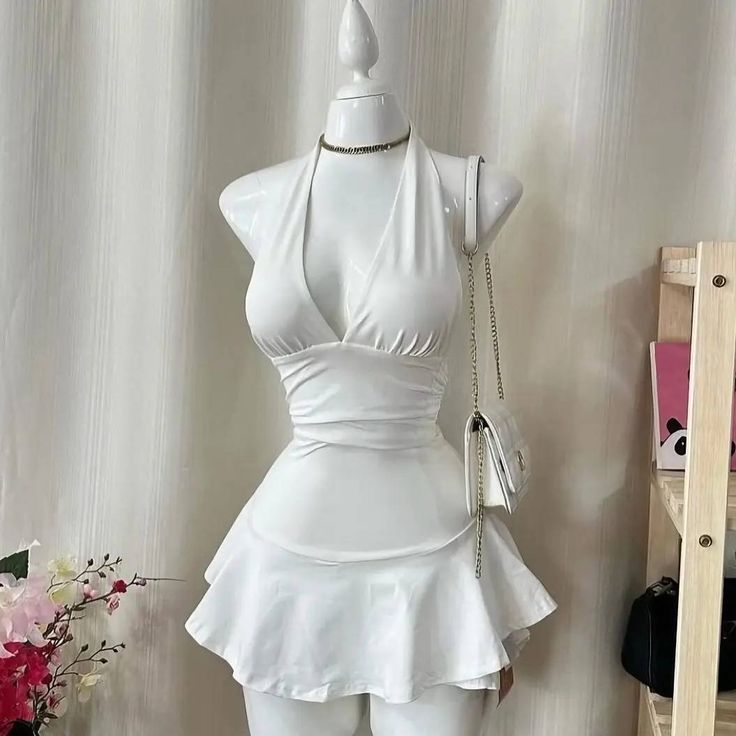 Simple Halter Neck A-Line Mini Party Dress Homecoming Dress TP2194