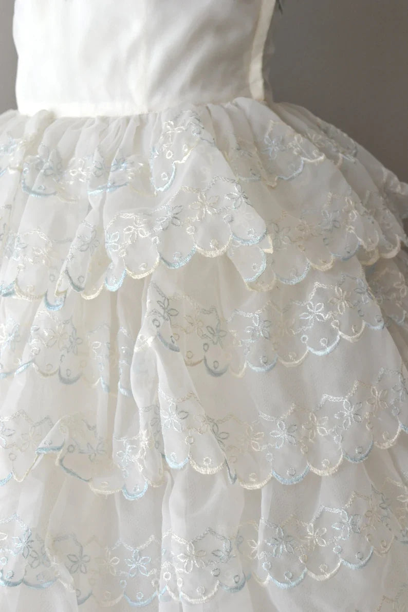 Vestido vintage blanco sin tirantes, con volantes y encaje, corto, para fiesta de cumpleaños y graduación, TP2196
