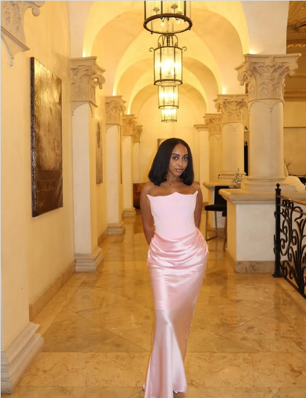 Elegante vestido de noche largo de satén sin tirantes, color rosa, estilo sirena, TP2239