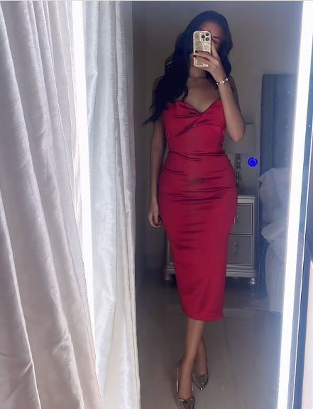 Vestido de noche estilo sirena, sexy, rojo, sin tirantes, escote bajo, largo hasta la rodilla, TP2271