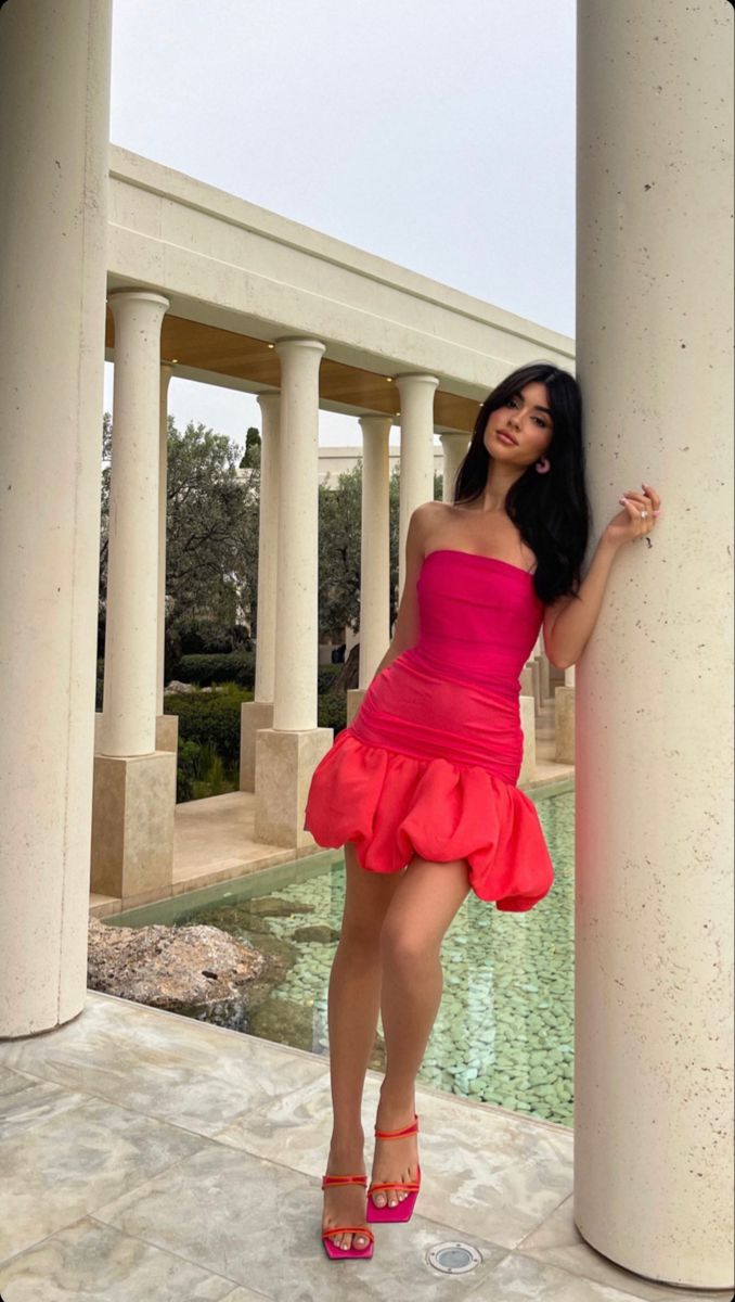 Sweet Pink Puff Skirt Strapless Tulle Mini Birthday Party Dress Homecoming Dress TP2319