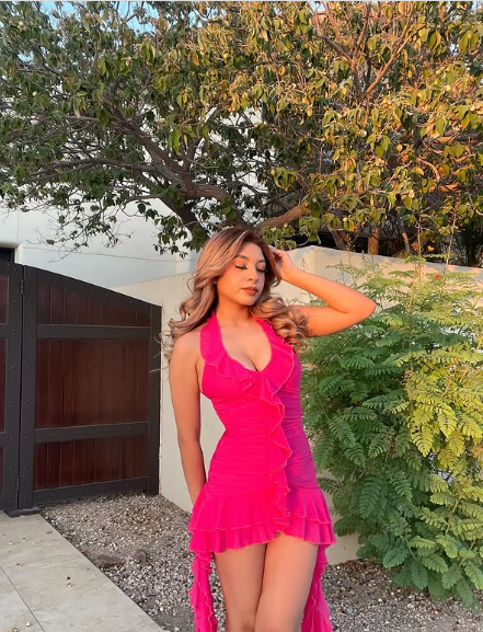 Halter Neck Low Neck Sleeveless Ruffle Mini Prom Dress Party Dress TP2441