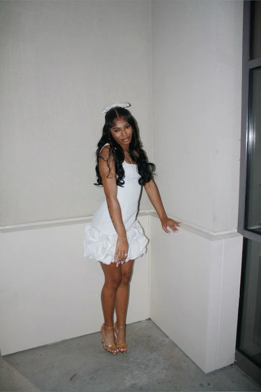 Cute White Off Shoulder Puff Skirt Short Party Dress Homecoming Dress TP2456