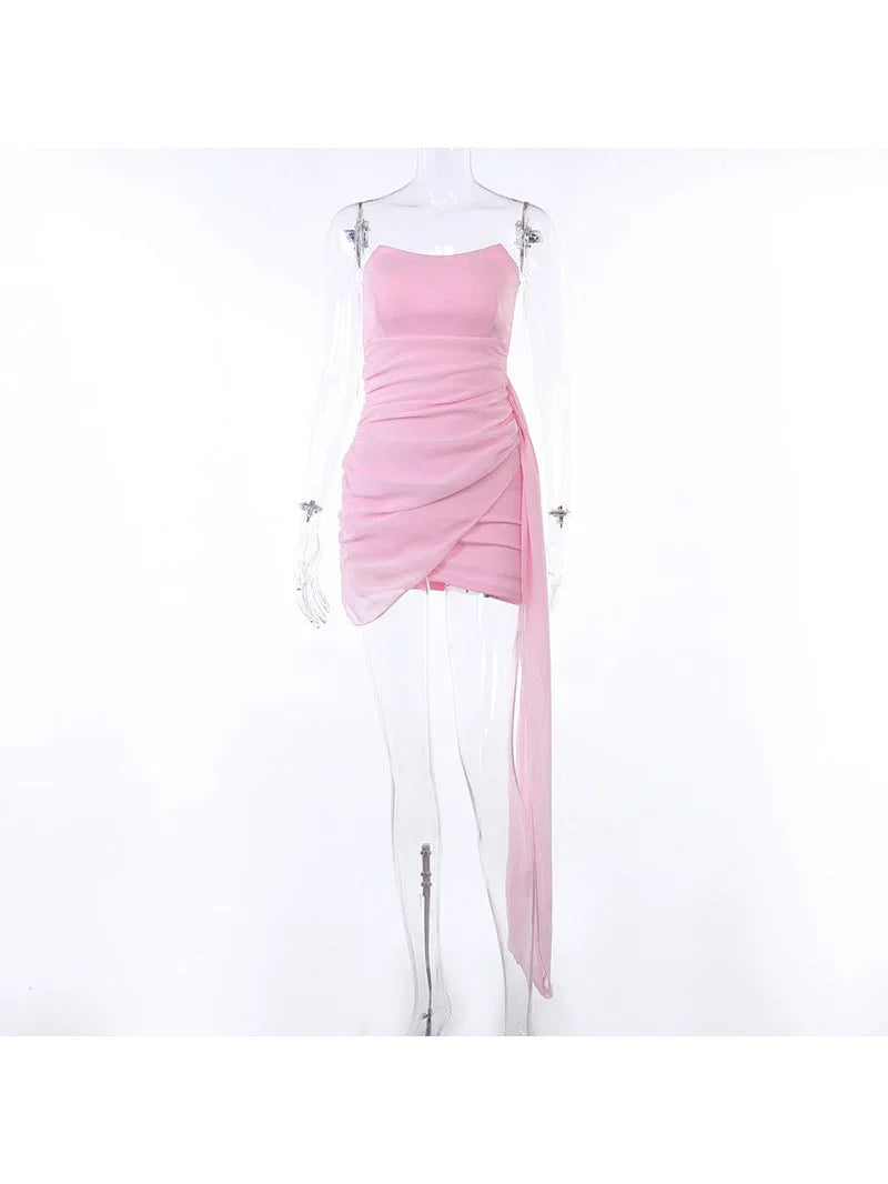Sweetheart Pink Strapless Sleeveless Bodycon Mermaid Short Party Dress Homecoming Dress TP2475