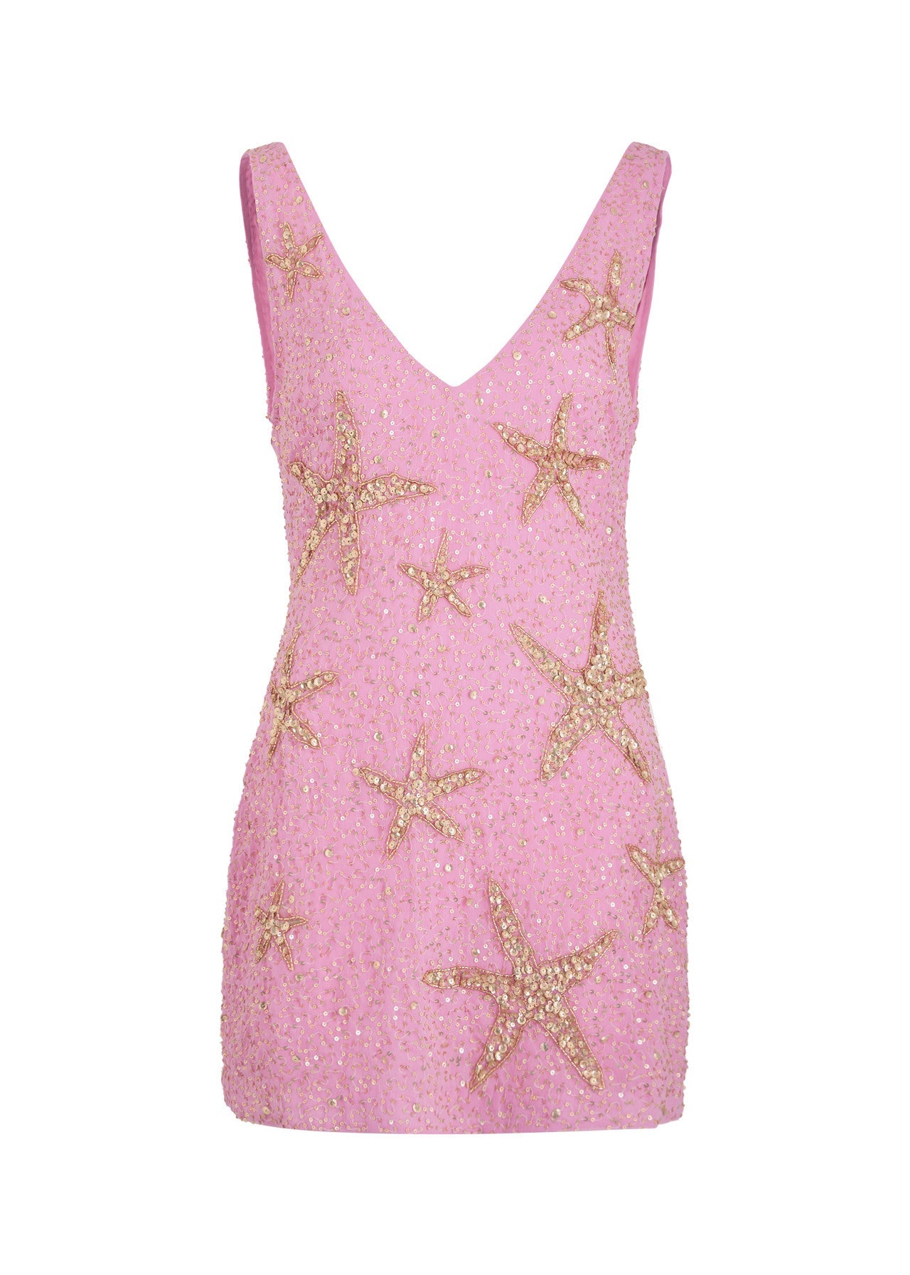 Shiny Pink Sleeveless Star Sequin Short Party Dress Homecoming Dress TP2477