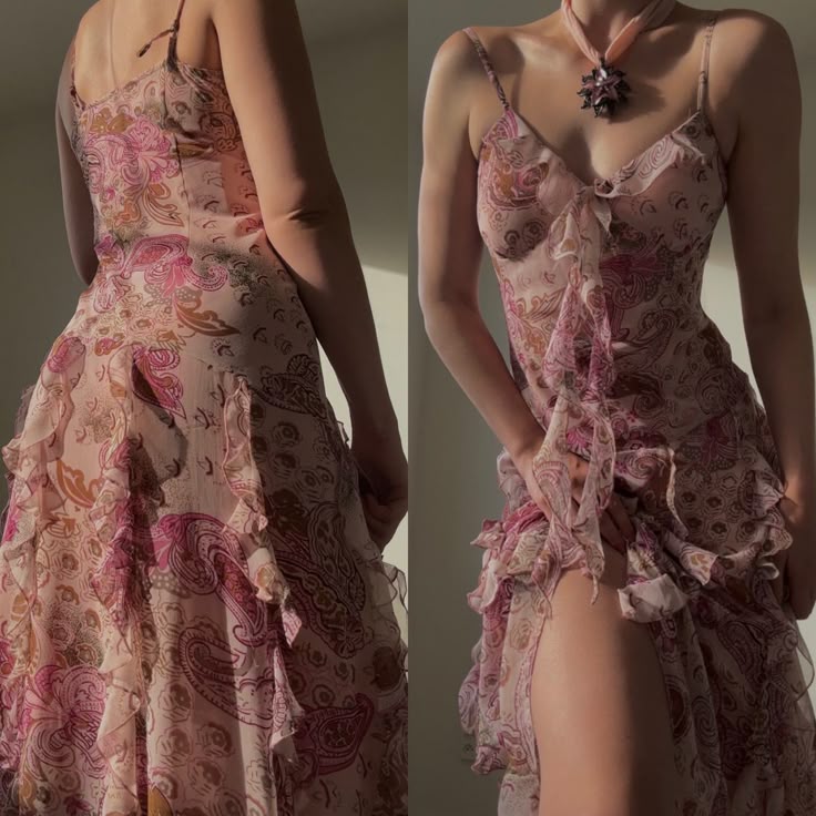 Vestido de noche vintage de gasa sin mangas, con escote en V y estampado, corte A, TP2498