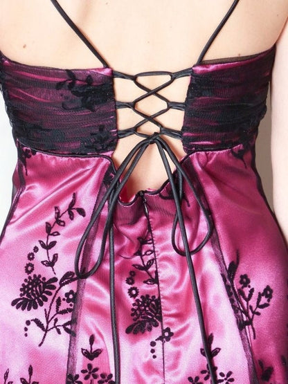 Vintage Spaghetti Strap Pink Lace Short Party Dress Homecoming Dress TP2512