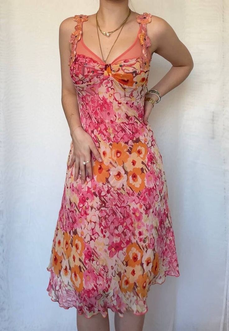 Vestido de noche vintage de gasa con cuello en V, sin mangas y estampado rosa, TP2517