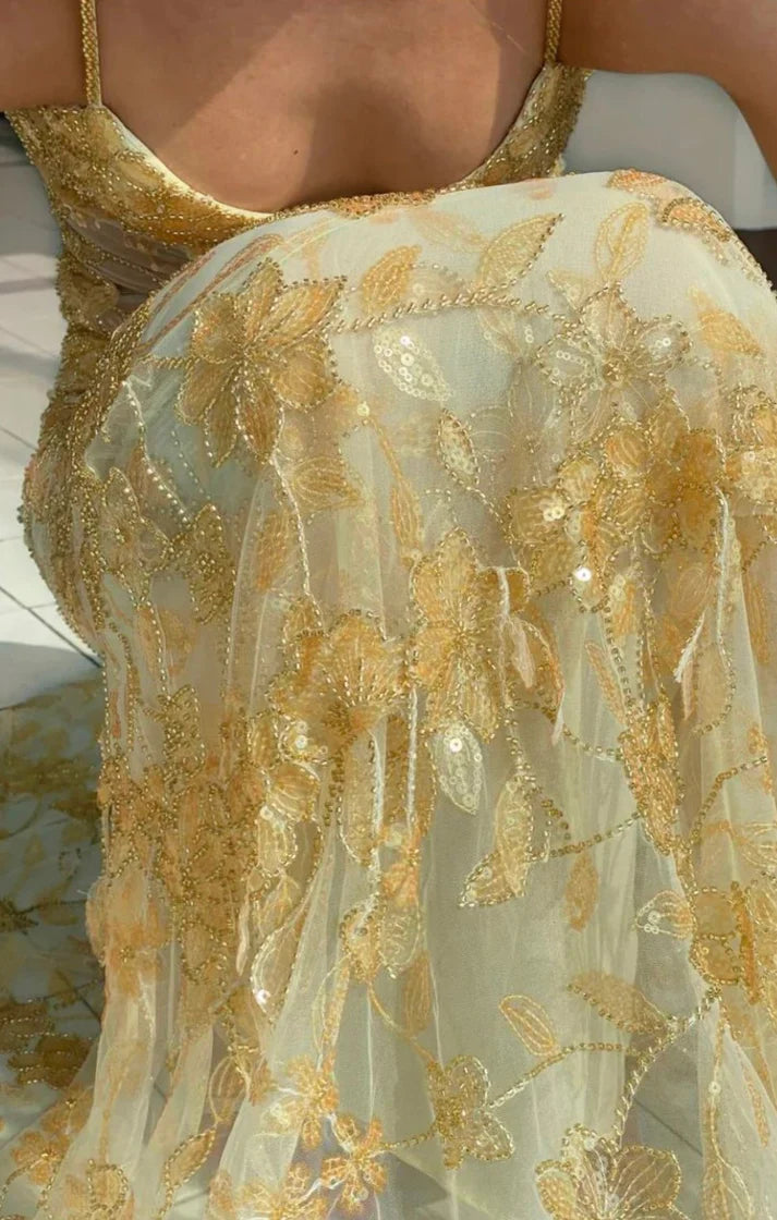 Hermoso vestido de fiesta largo de sirena con tirantes finos, sin mangas, con lentejuelas y cuentas, hasta el suelo, TP2525
