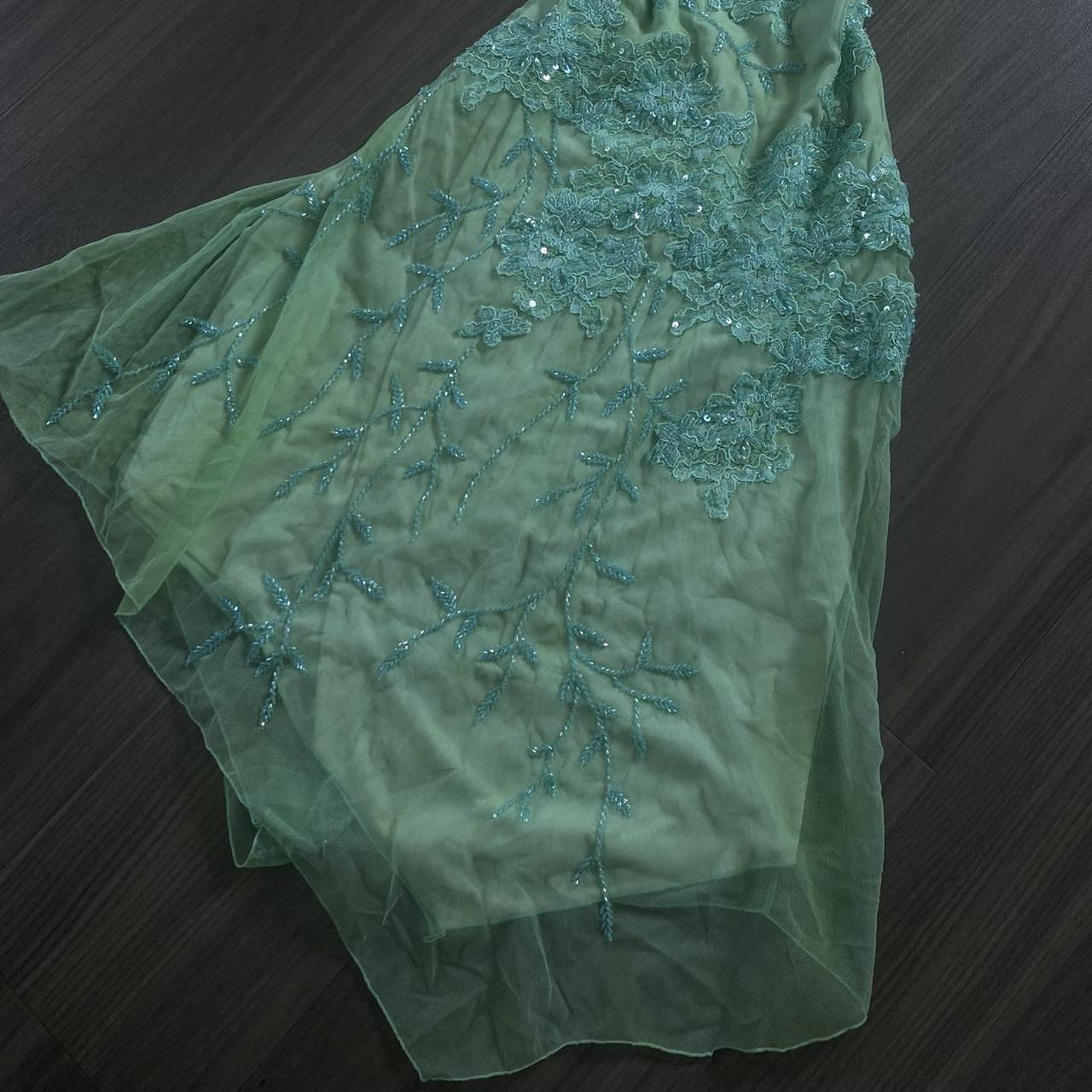 Vestido de fiesta vintage verde con escote en V, sin mangas, con lentejuelas y encaje, falda irregular, vestido de noche TP2531