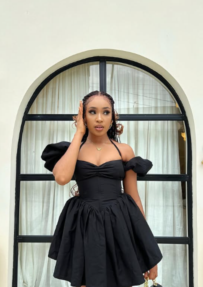 Classic Black Off Shoulder Halter Neck A-Line Mini Party Dress Homecoming Dress TP2540