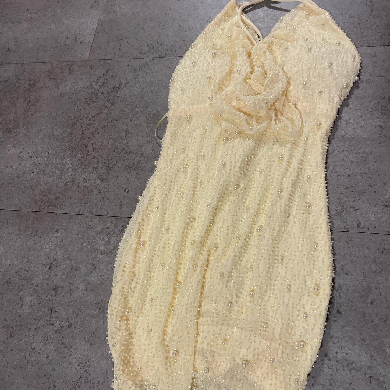 Sexy Ivory Halter Bodycon Pearl Prom Dress Homecoming Dress TP2569