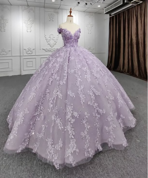 Hermoso vestido de fiesta de noche con tutú morado, corte A, hombros descubiertos y estampado floral, TP2575
