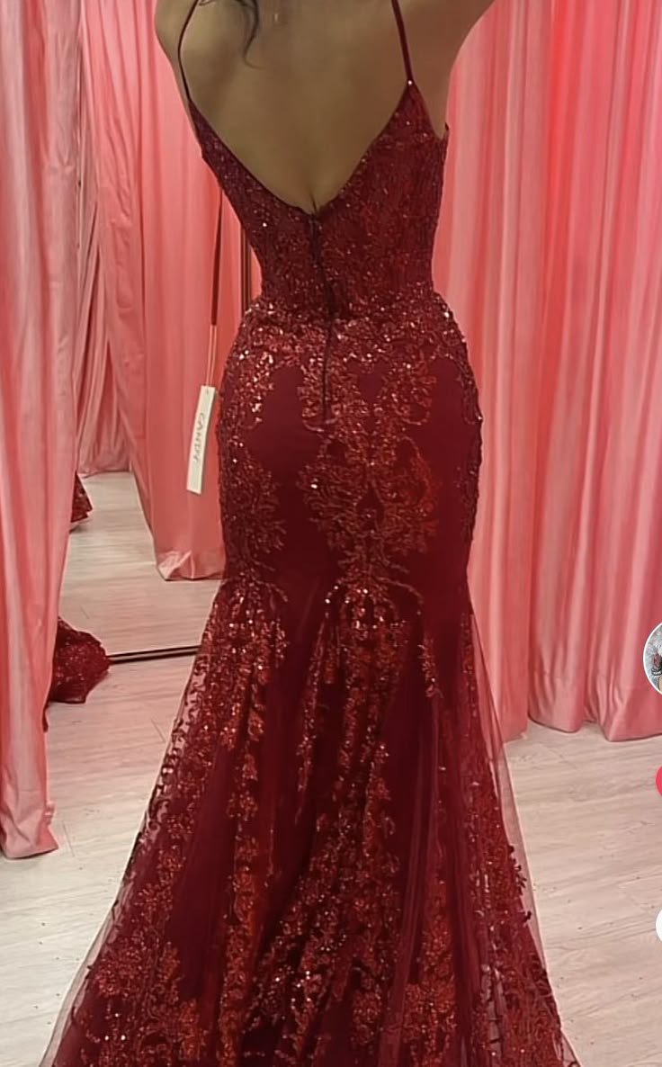 Vestido de noche sexy color burdeos sin tirantes, escote en V, sirena, lentejuelas, TP2576