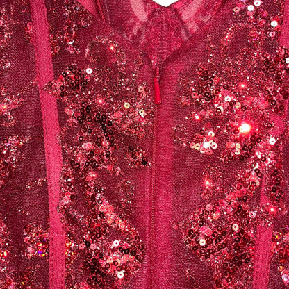 Vestido de noche sexy color burdeos sin tirantes, escote en V, sirena, lentejuelas, TP2576