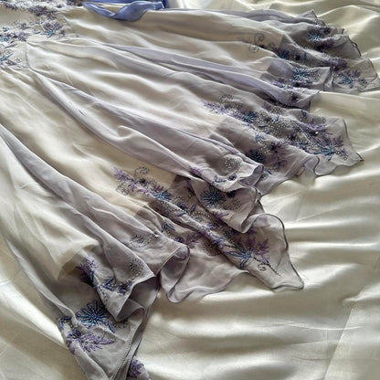 Vestido de noche vintage de gasa con cuentas, sin mangas y sin tirantes, TP2605