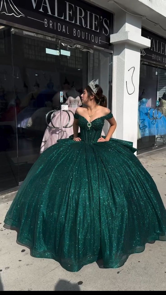 Hermoso vestido de fiesta de princesa con tutú verde, corte A, tirantes y hombros descubiertos, TP2610