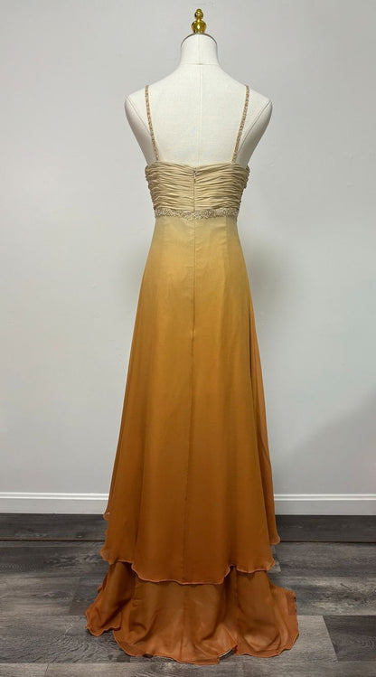 Vestido de fiesta largo vintage de gasa con tirantes finos y cuentas, corte en A, TP2628