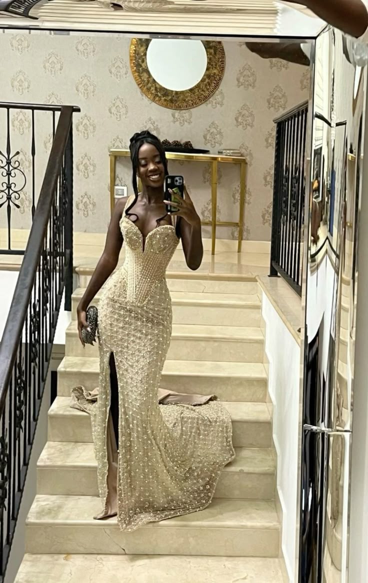 Gorgeous Ivory Sleeveless Slit Mermaid Floor-Mounting Prom Dress Evening Dress TP2629